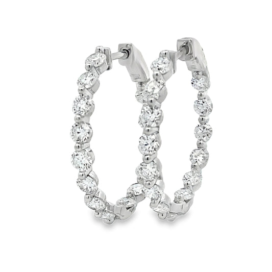 3.10ct Lab Grown Diamond Hoop Earrings Sterling Silver