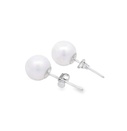 Natural FW Pearl Stud Earrings 10KT White Gold