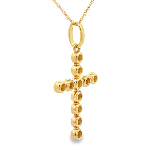 .31ct Diamond Cross Religious Pendant 14KT Yellow Gold