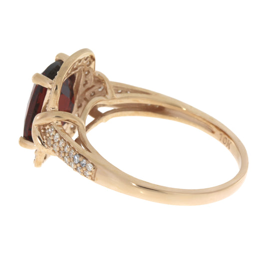 3.13ct Garnet Diamond Ring 10KT Rose Gold