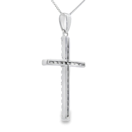 .21ct Diamond Cross Religious Pendant 14KT White Gold