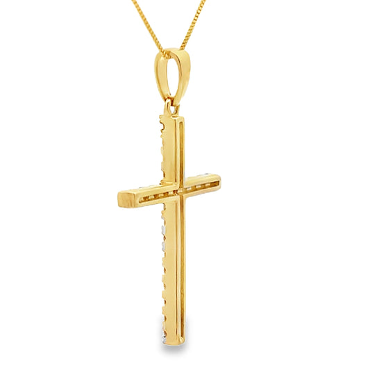 .21ct Diamond Cross Religious Pendant 14KT Yellow Gold