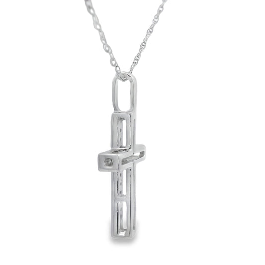 .08ct Diamond Cross Religious Pendant 14KT White Gold