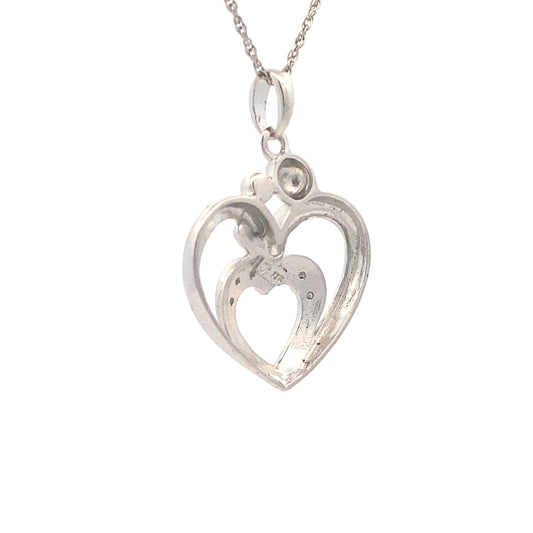 .10ct Diamond Heart Love Pendant Sterling Silver