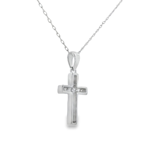 .12ct Diamond Cross Religious Pendant 14KT White Gold