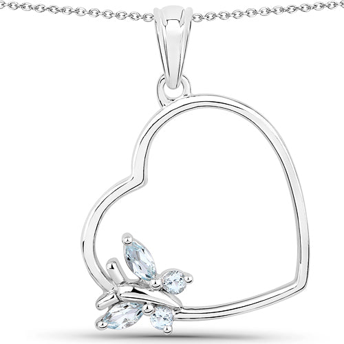 0.25 Carat Genuine Blue Topaz .925 Sterling Silver Pendant