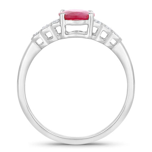 1.52 Carat Genuine Ruby and White Diamond 14K White Gold Ring