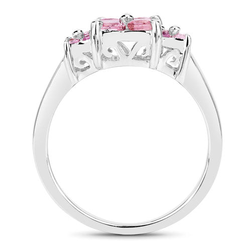 0.96 Carat Genuine Pink Sapphire .925 Sterling Silver Ring