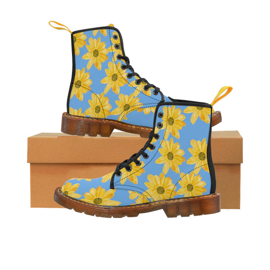 Flower Print Women's Canvas Boots