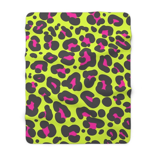 Neon Leopard Sherpa Fleece Blanket
