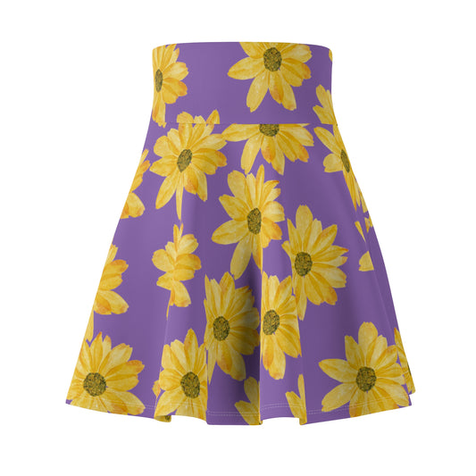 Flower Print Women's Skater Skirt (AOP)