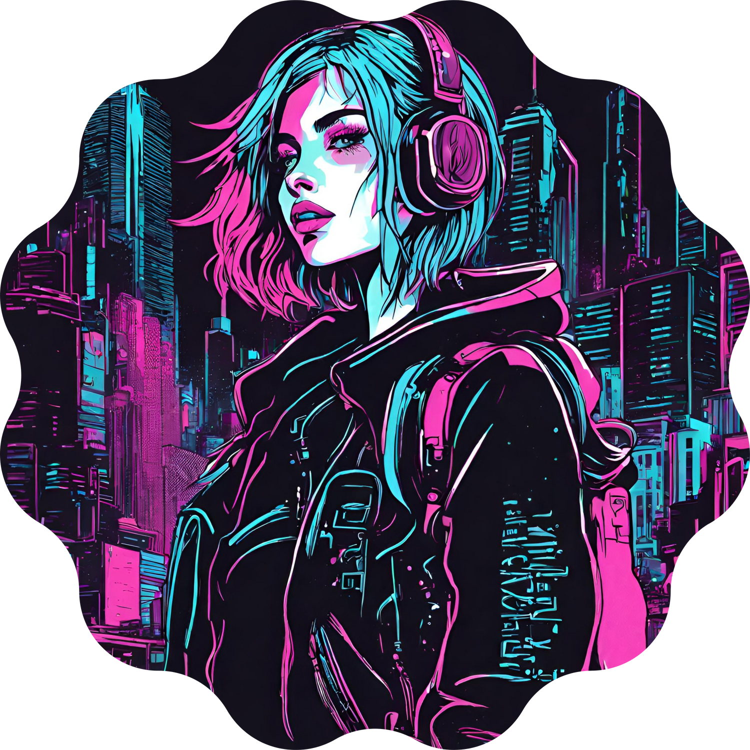 cyberpunk girl in futuristic city