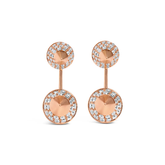 14K Rose Gold 1.00 Cttw Diamond Double Cone Jacket Stud Earring (G-H Color, SI1-SI2 Clarity)