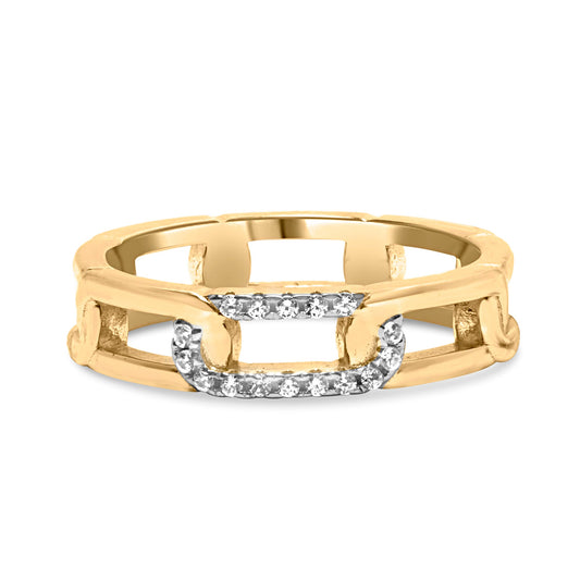 10K Yellow Gold Diamond Accent Paperclip Band Ring (I-J Color, I2-I3 Clarity) - Size 7
