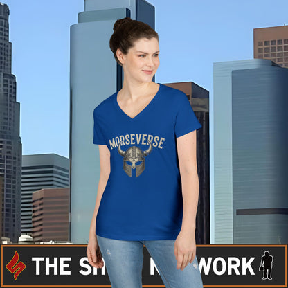 Morseverse Viking Helmet Ladies' V‑Neck T‑Shirt