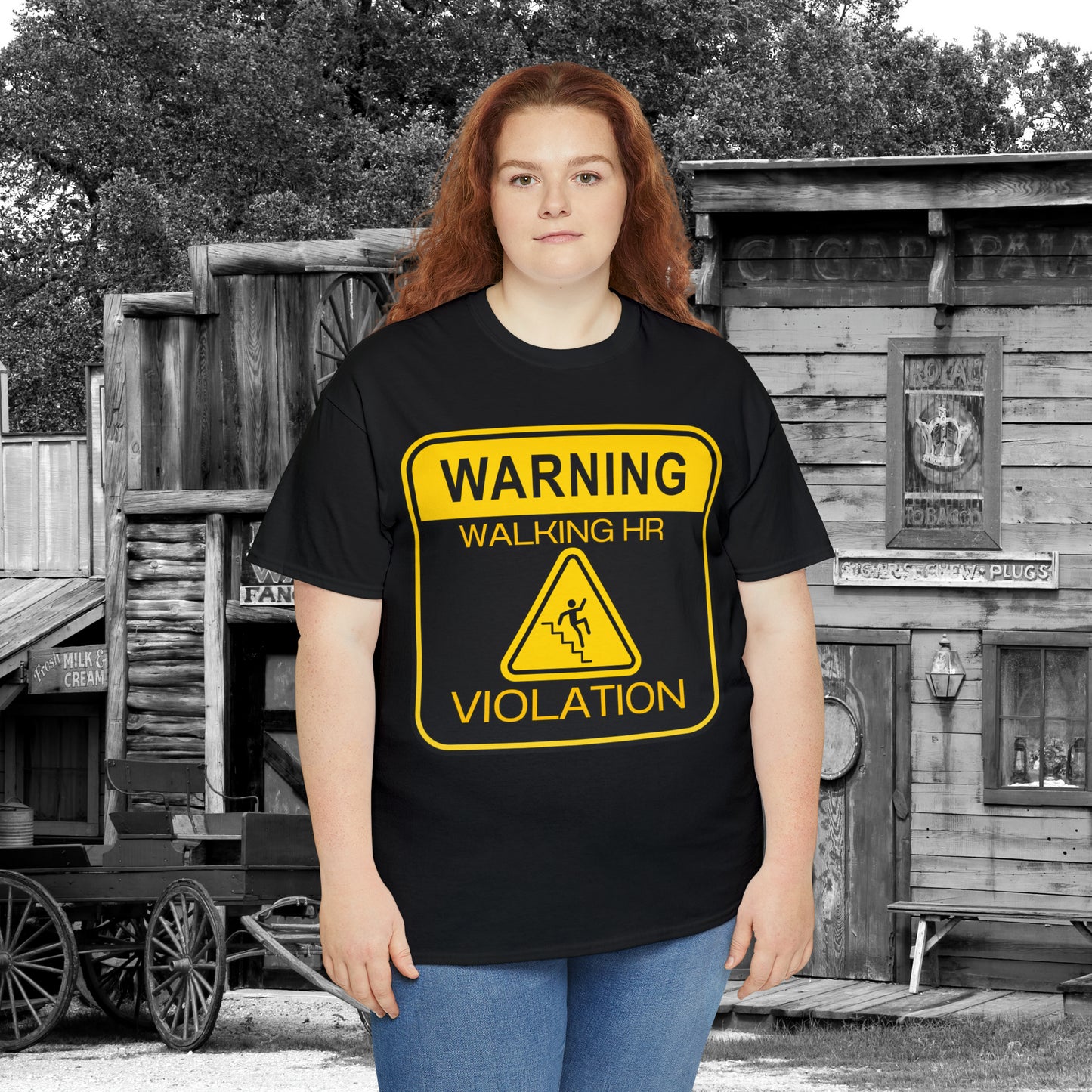 Warning Walking HR VIOLATION Unisex Heavy Cotton Tee