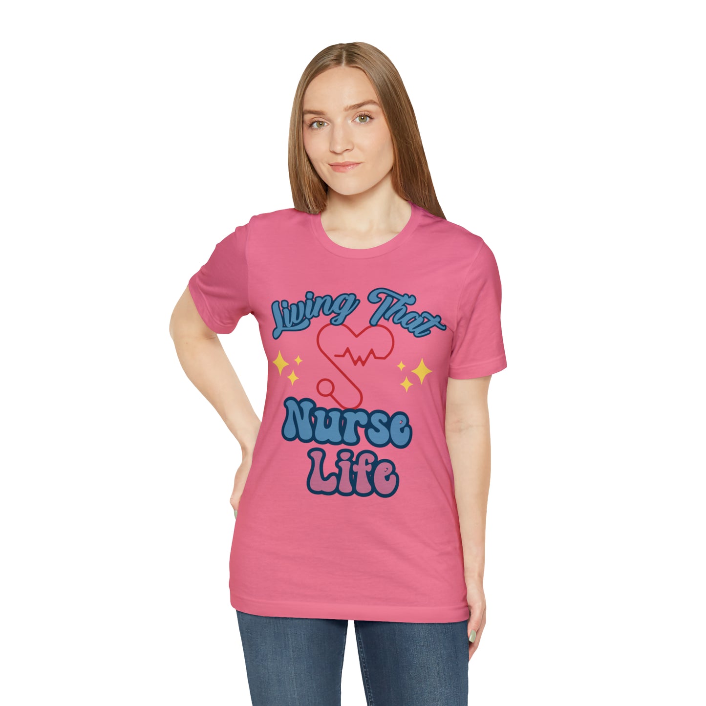 Living the Nurse Life, Comfy and Stylish Nurse T-Shirt:Gift for Medical Professionals and Nursing Students, Various Sizes Available"