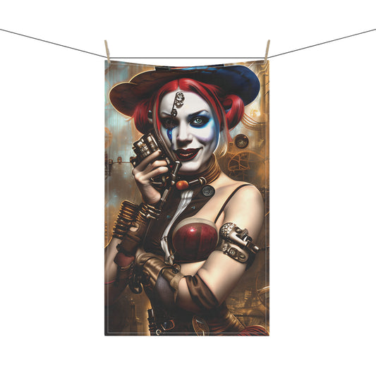 Hyper Realistic Steampunk Harley Quinn Kitchen Towel