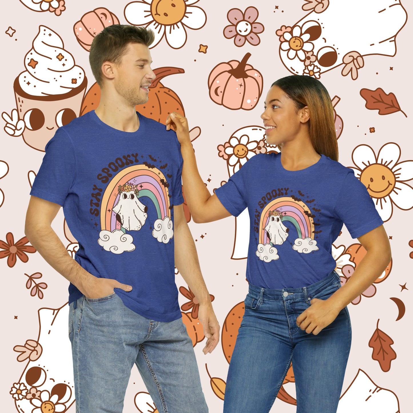 Stay Spooky Retro Groovy Halloween Unisex Jersey Short Sleeve Tee Gifts for Her Gifts For Him