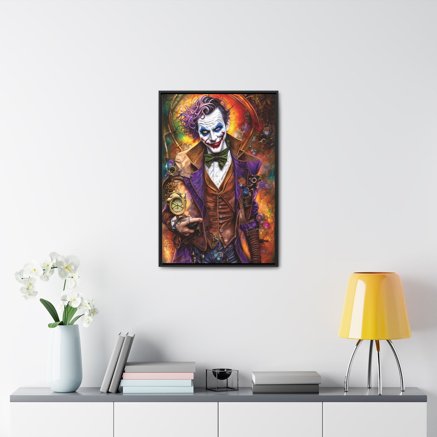 Steampunk-Joker-Hearts-Tribal-Fractal Gallery Canvas Wraps, Vertical Frame