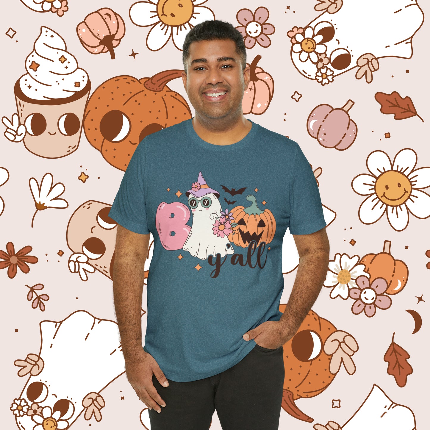 Retro Groovy Boo Y'all Unisex Jersey Short Sleeve Tee Halloween Gifts for Her Gifts for Him