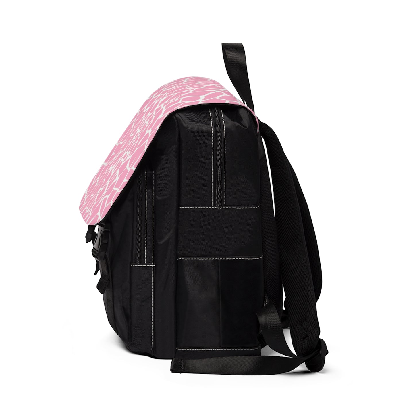 Pink Giraffe Print Back to School Unisex Casual Shoulder Backpack