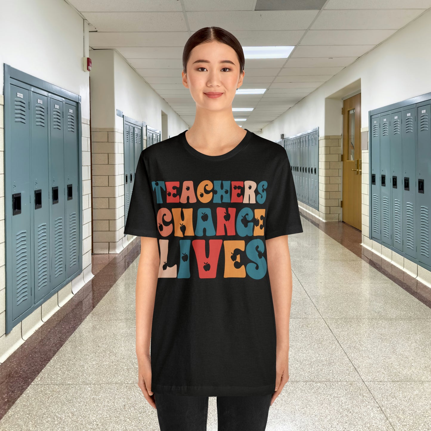 Colorful Teachers Change Lives Back to School Unisex Jersey Short Sleeve Tee Gifts for him, Gifts for Her