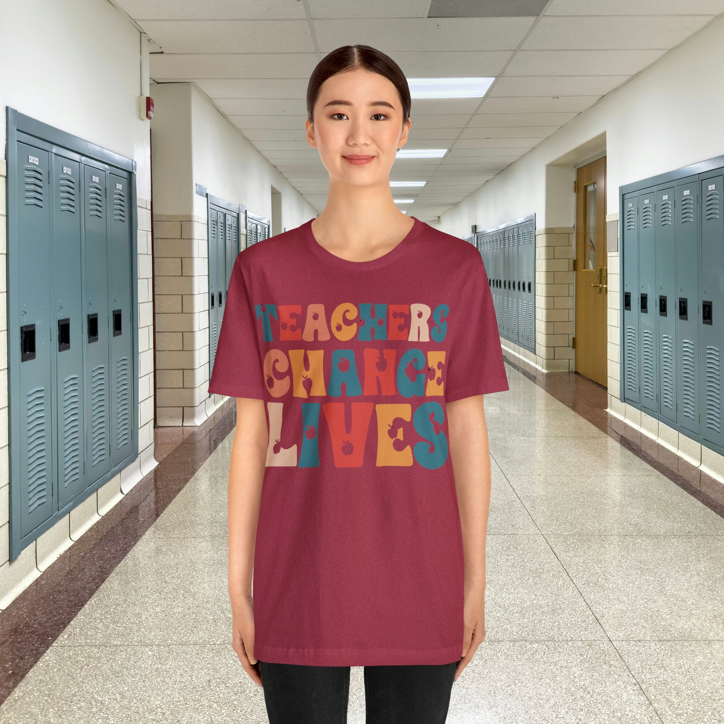 Colorful Teachers Change Lives Back to School Unisex Jersey Short Sleeve Tee Gifts for him, Gifts for Her