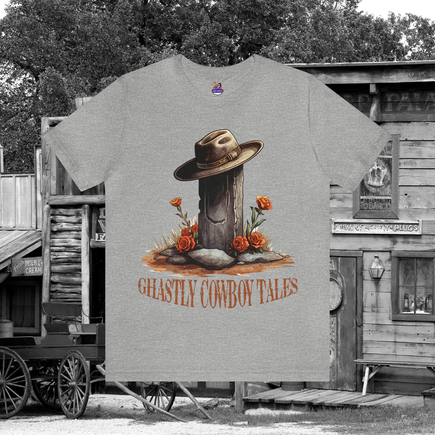 Ghastly Ghost Tales Western Halloween Unisex Jersey Short Sleeve Tee Gifts for Her Gifts for Him