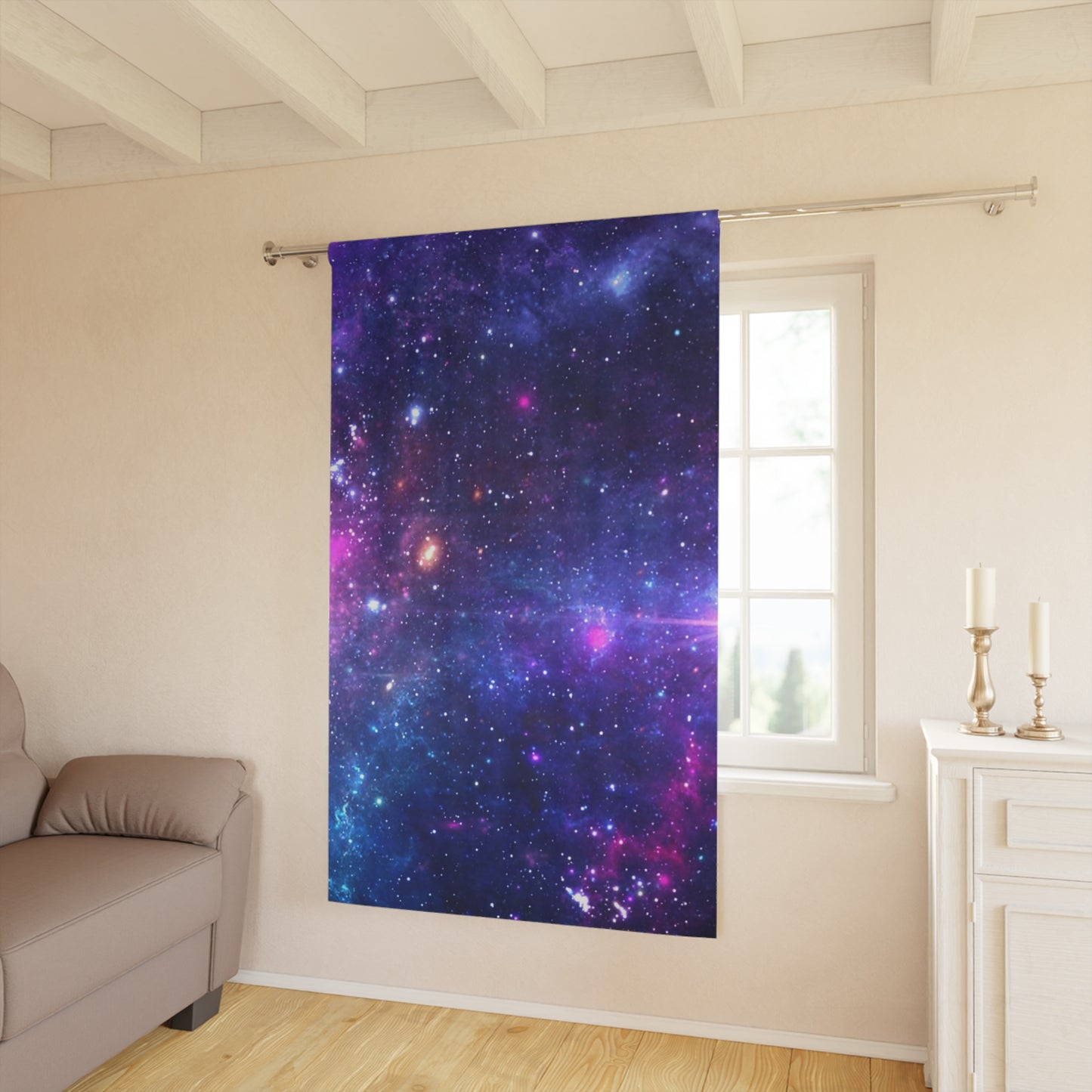 Purple Beyond the Stars Outer Space Out of this World Window Curtains (1 Piece)