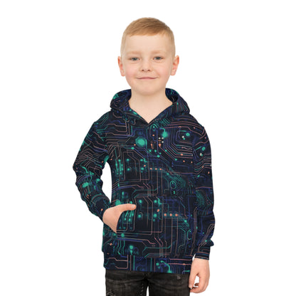 Pixel Pop: Neon Circuit Hoodie Children's Hoodie (AOP)