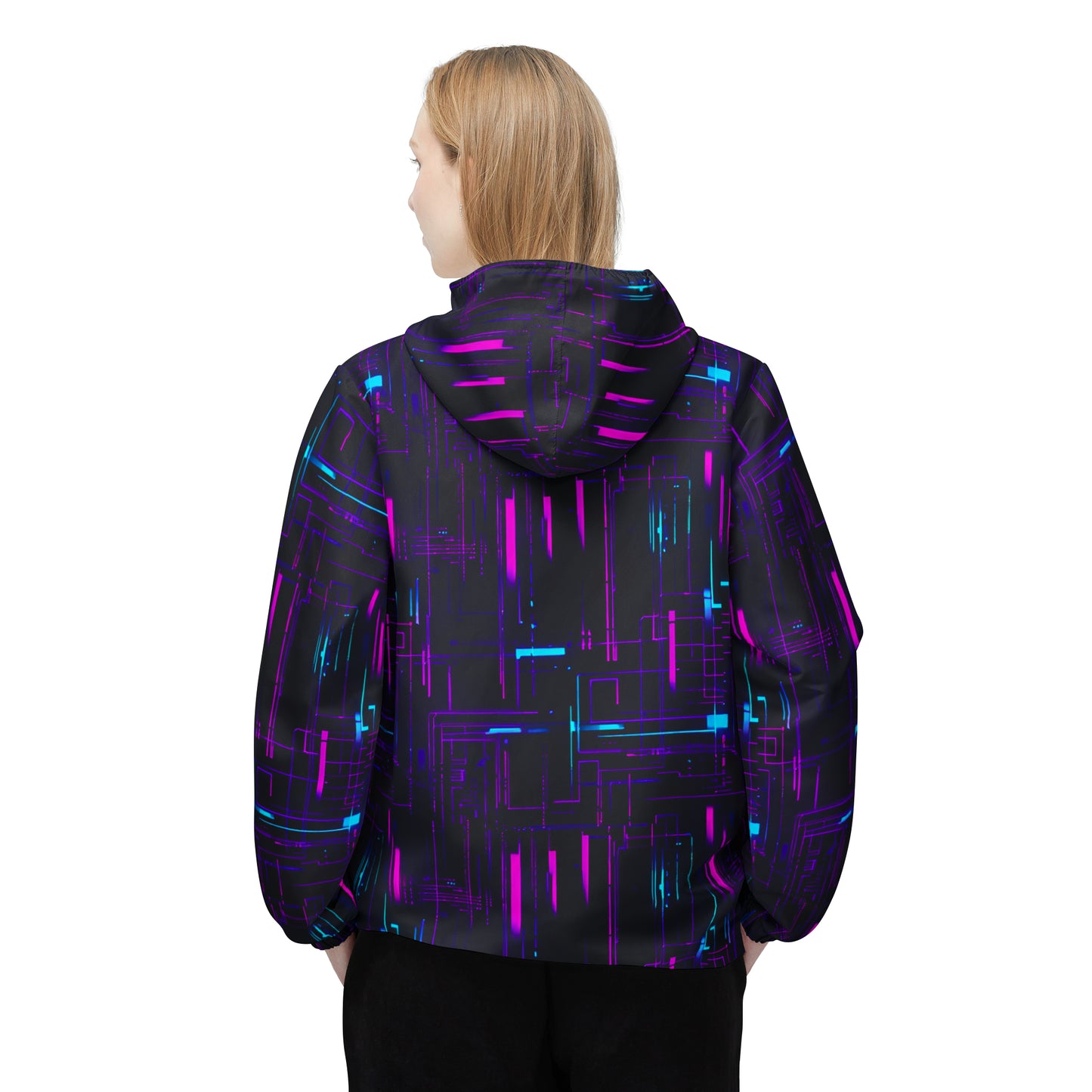 Neon Circuit Board Windbreaker Jacket (AOP)