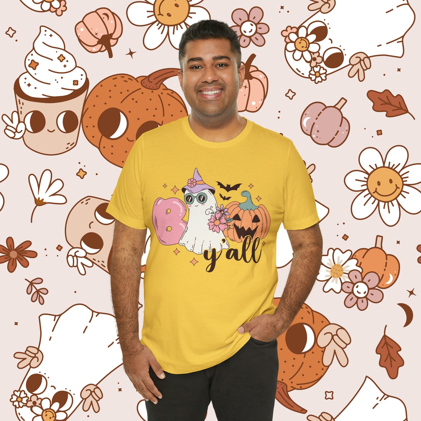 Retro Groovy Boo Y'all Unisex Jersey Short Sleeve Tee Halloween Gifts for Her Gifts for Him