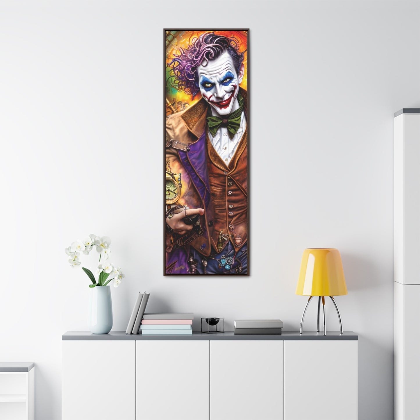 Steampunk-Joker-Hearts-Tribal-Fractal Gallery Canvas Wraps, Vertical Frame