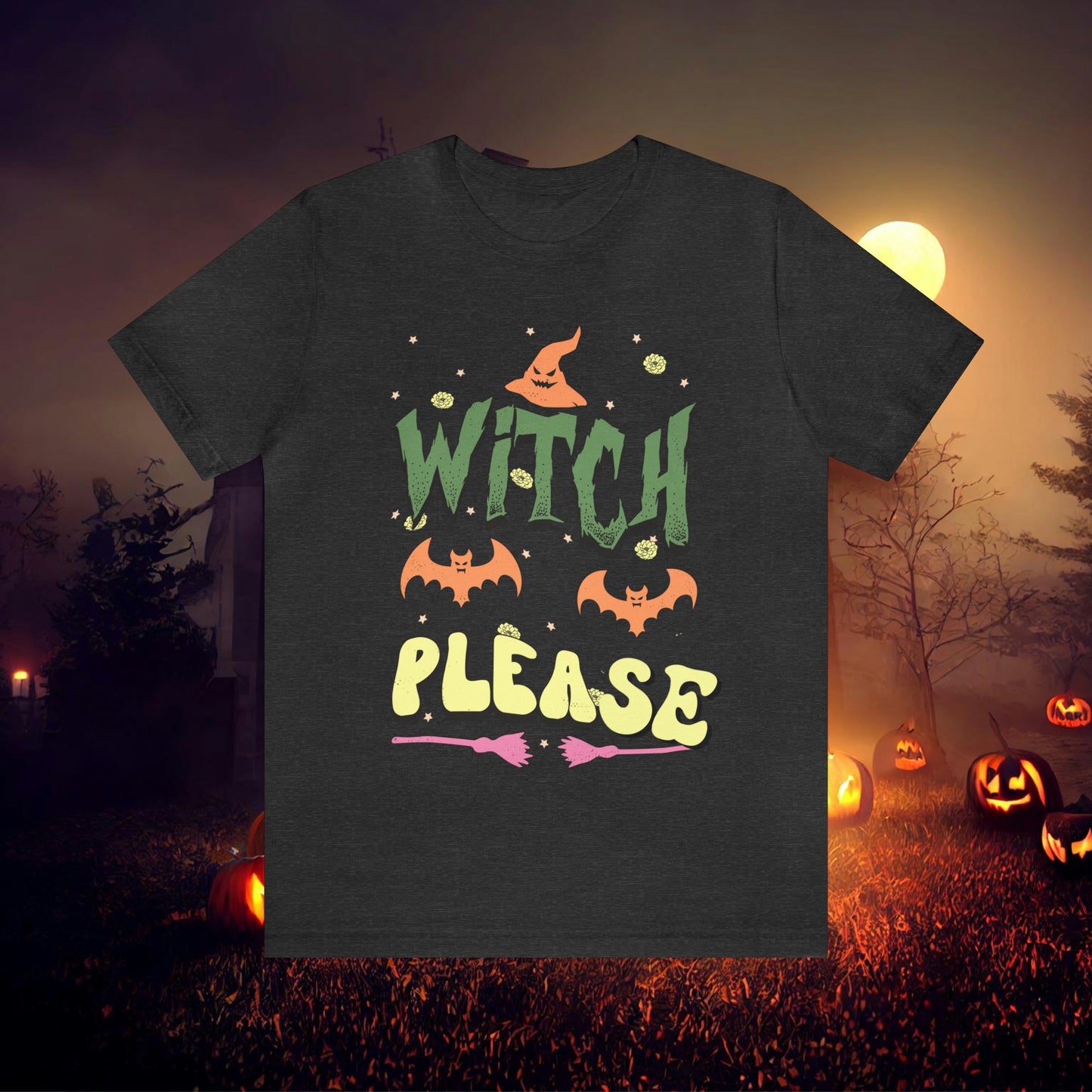 Witch Please Retro Groovy Halloween Unisex Jersey Short Sleeve Tee Gifts for Her Gifts for him