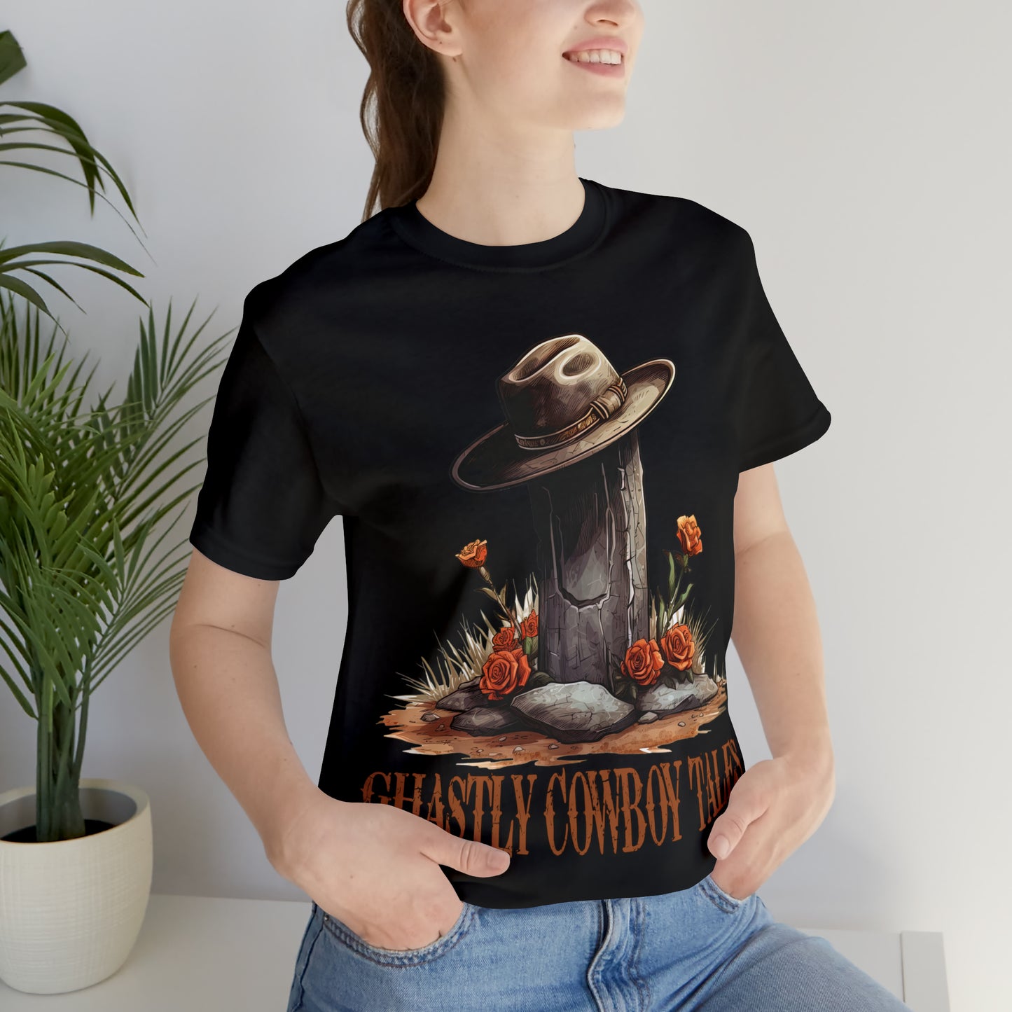 Ghastly Ghost Tales Western Halloween Unisex Jersey Short Sleeve Tee Gifts for Her Gifts for Him