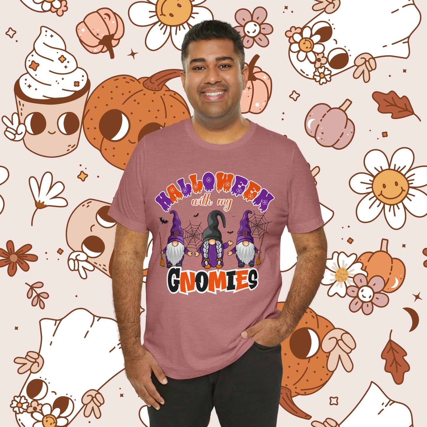 Halloween with my Gnomies Unisex Jersey Short Sleeve Tee Gifts for Him Gifts for Her