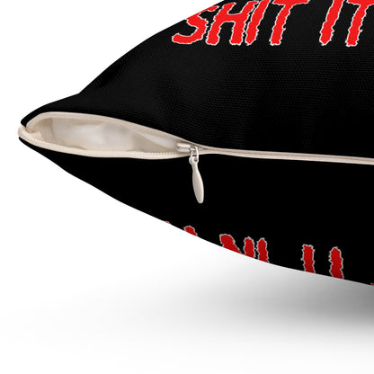 Humorous Spun Polyester Pillow - 'You Made Your Bed, Now You Have to Shit It In It'