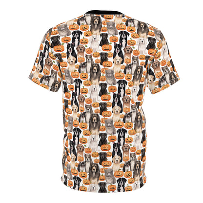 Halloween Dogs and Pumpkins Unisex Cut & Sew Tee (AOP)