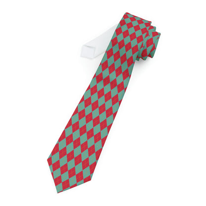 "DirkyThreadz Argyle Elegance Necktie - Timeless Red and Green Design for Classic Style"