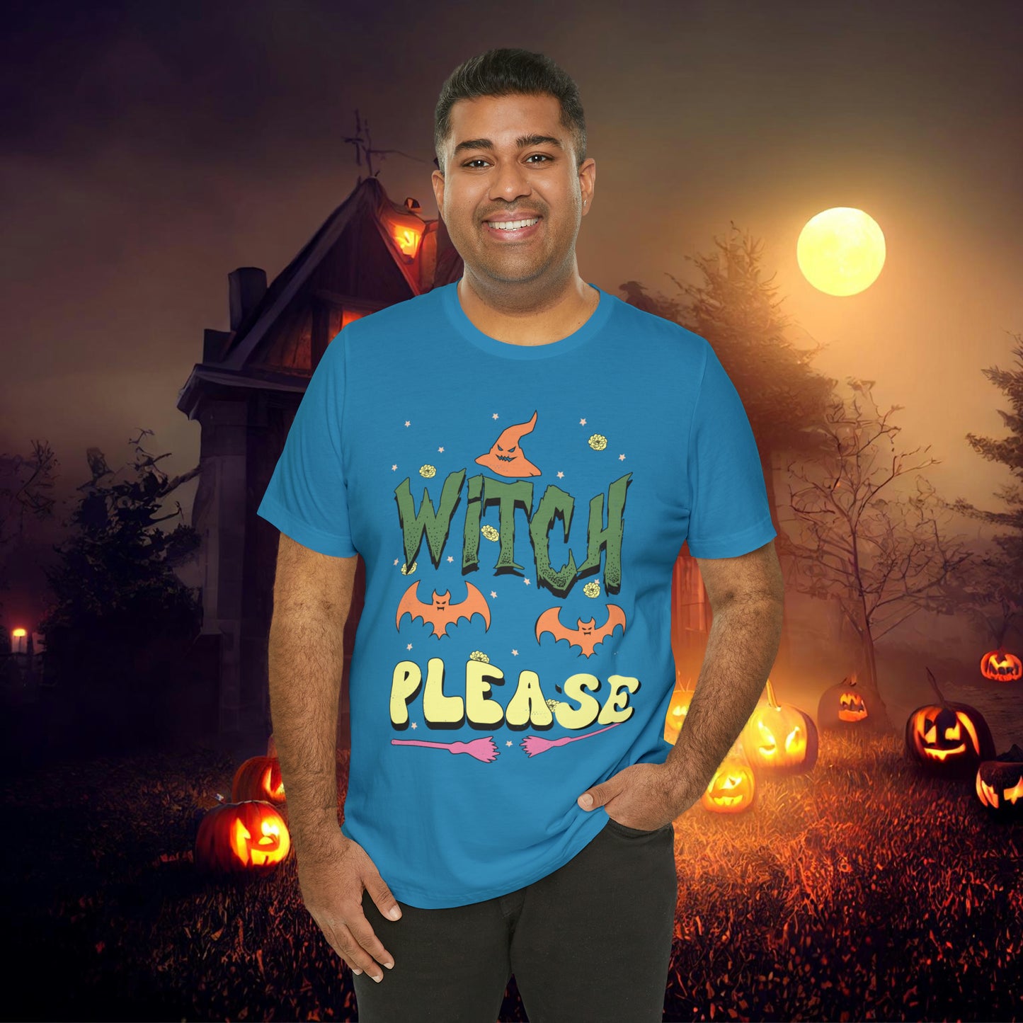 Witch Please Retro Groovy Halloween Unisex Jersey Short Sleeve Tee Gifts for Her Gifts for him