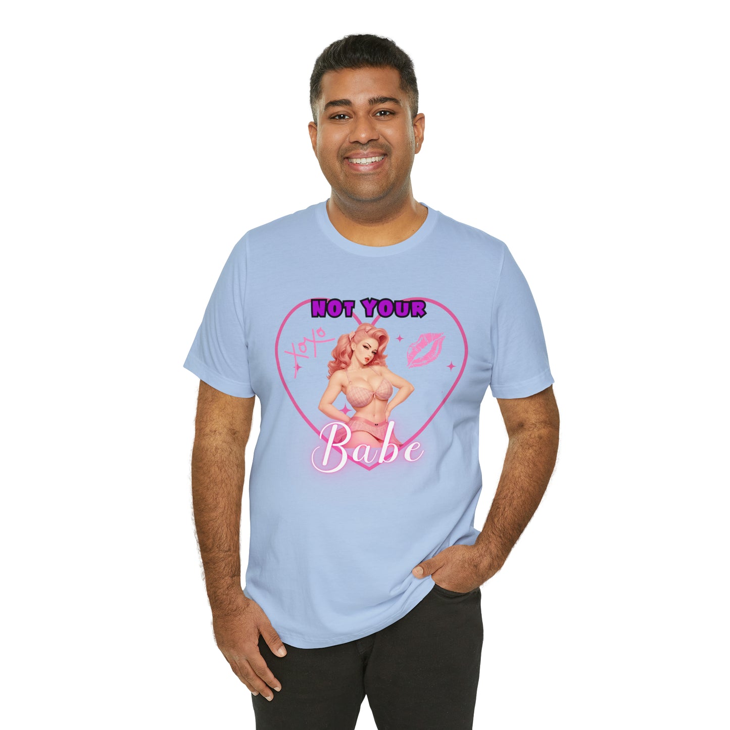 Vintage Pink Pinup Girl "Not Your Babe" on a Bella+Canva 3001 Unisex Jersey T-Shirt - A Must-Have Gift for her