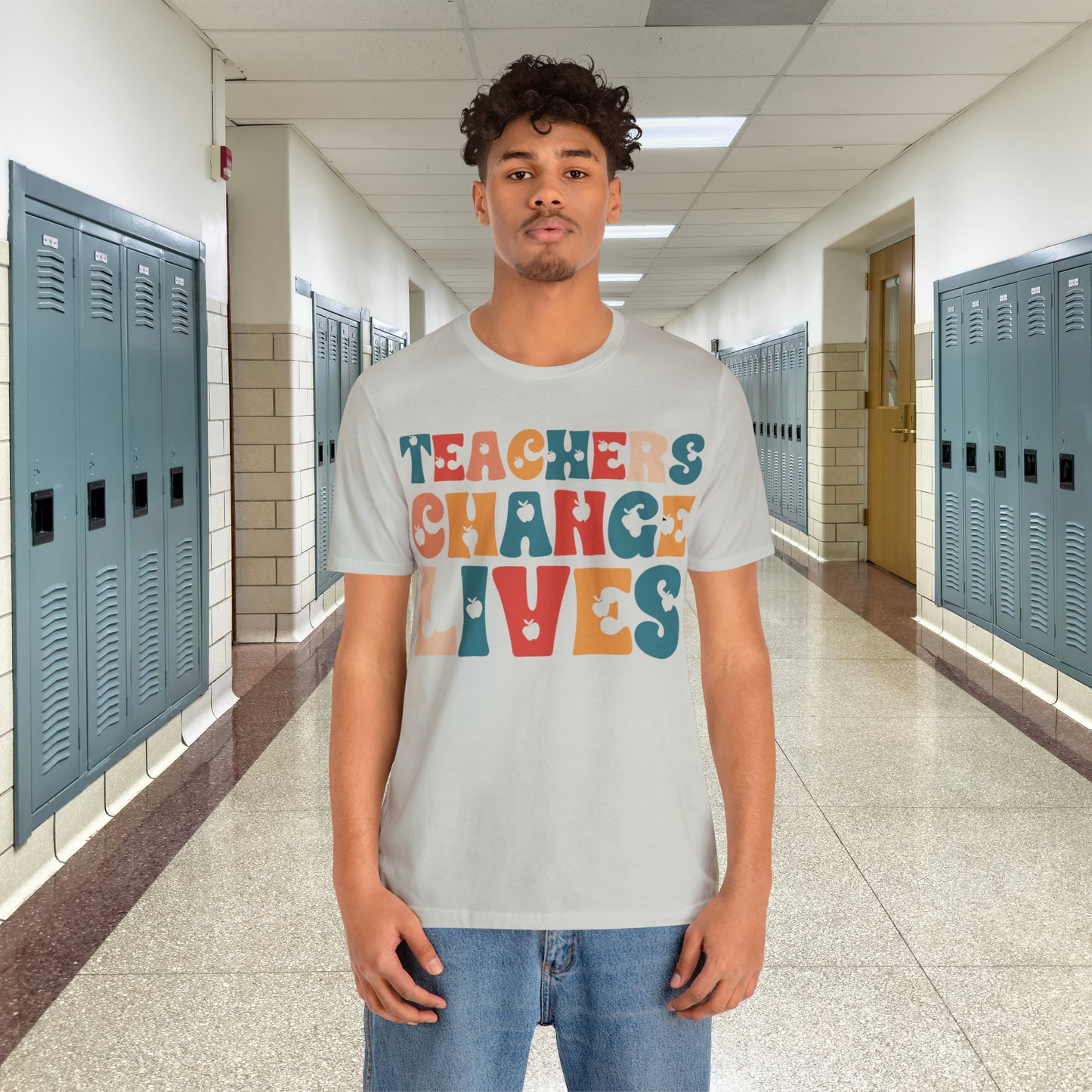 Colorful Teachers Change Lives Back to School Unisex Jersey Short Sleeve Tee Gifts for him, Gifts for Her