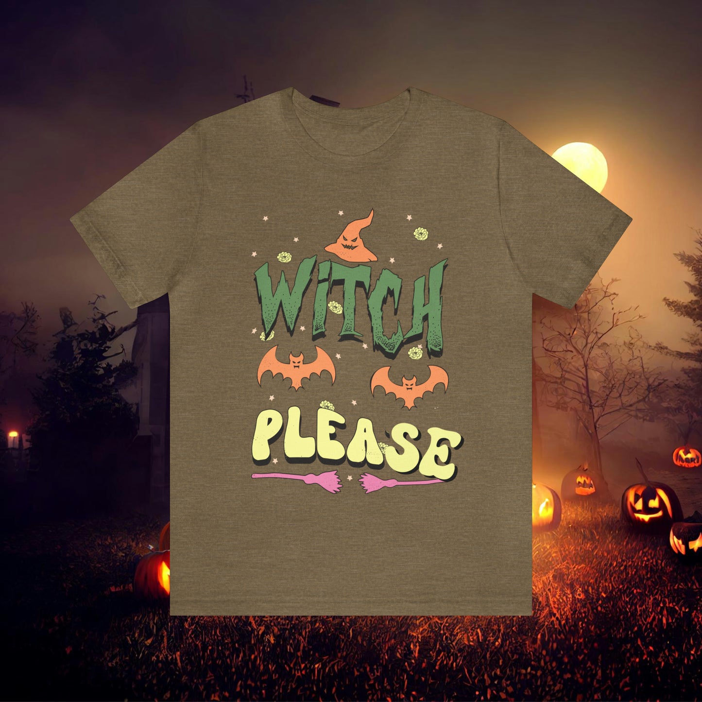 Witch Please Retro Groovy Halloween Unisex Jersey Short Sleeve Tee Gifts for Her Gifts for him