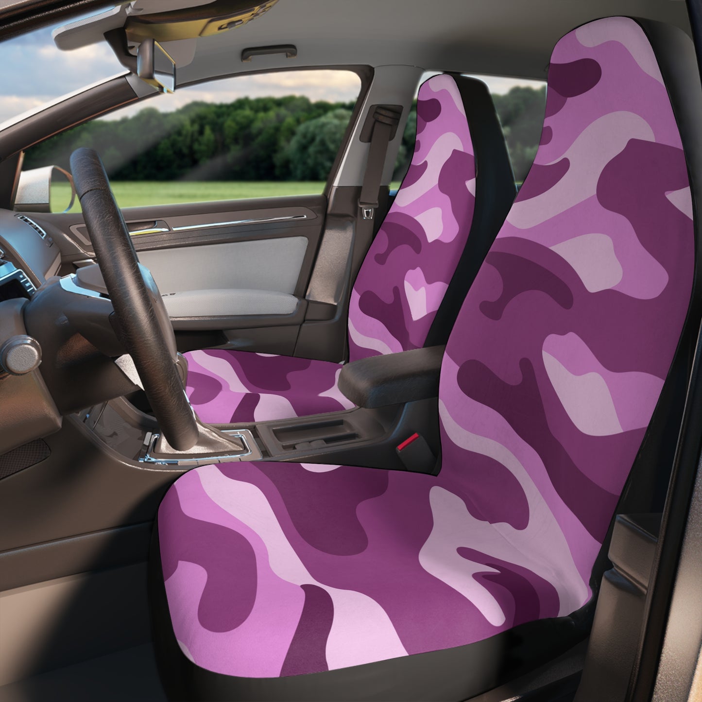 Pink Camo Polyester Car Seat Covers