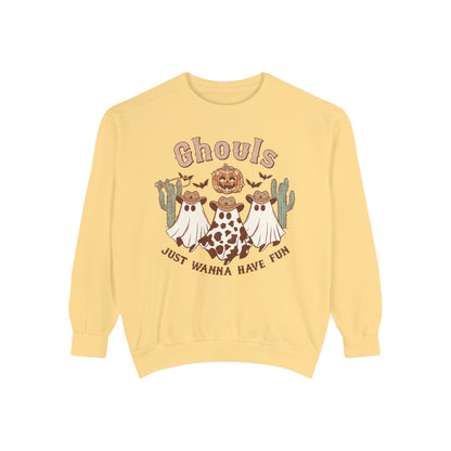 Ghouls Just Wanna Have Fun Western Halloween Unisex Garment-Dyed Sweatshirt