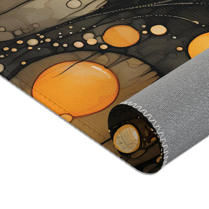 Halloween Yellow Orange Floating Blobs and Dark Area Rugs
