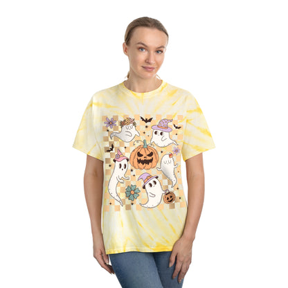 Happy Ghosts and Pumpkins Retro Groovy Halloween Tie-Dye Tee, Cyclone Gifts for him Gifts For Her