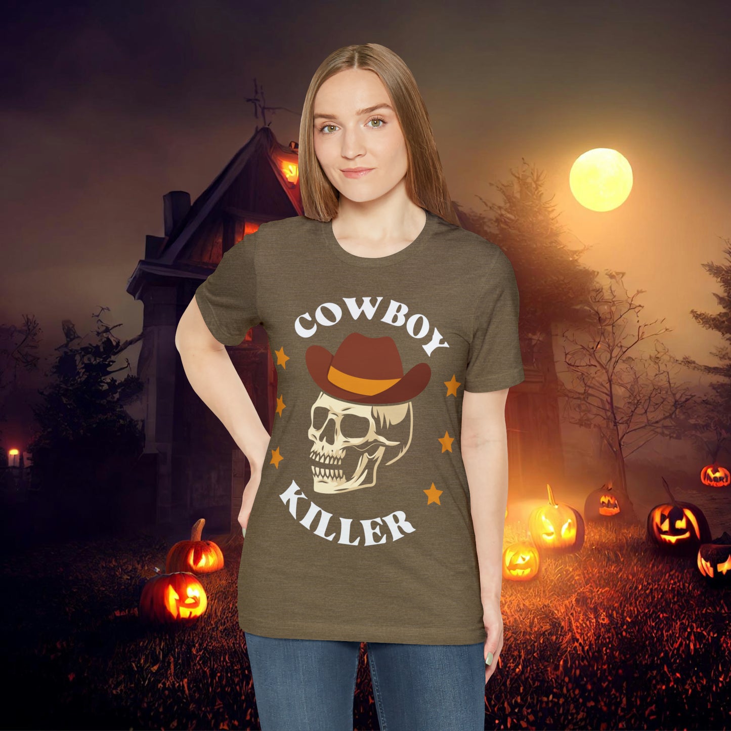 Cowboy Killer Retro Halloween Unisex Jersey Short Sleeve Tee Gifts for Him Gifts for Her