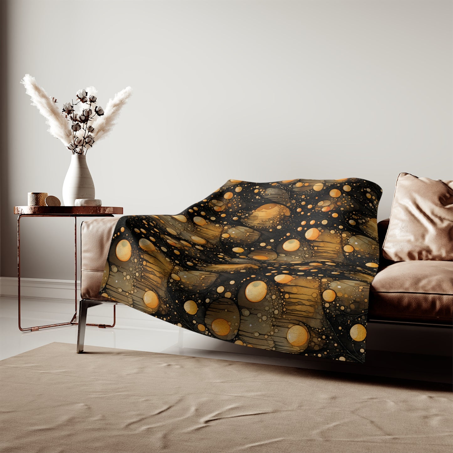 Halloween Yellow Orange Floating Blobs and Dark Sweatshirt Blanket